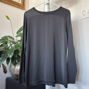 Zara Satin Knit Tunic Top/Shirt/Blouse Sz M Gray Charcoal Boatneck Long Sleeve
